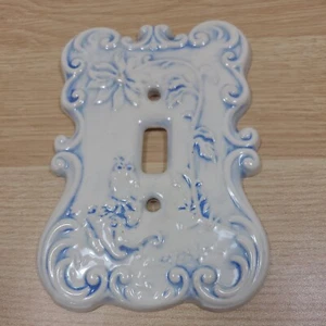 Holland Mold Ceramic Switch Plate Cover Blue White Floral - Picture 1 of 5