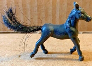 Vintage 1.5" Saddle Breed Horse - Real Tail - Black - Picture 1 of 2