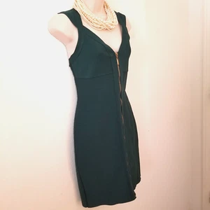 Charolette Russe Hunter Green Zip front Body Cling Dress Holiday Christmas Sz L - Picture 1 of 10