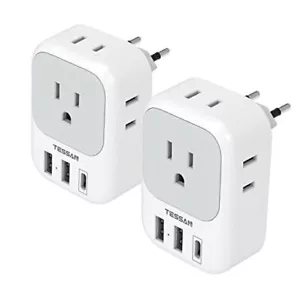 2 Pack European Travel Plug Adapter USB C, US to Europe Type C-Most of Europe - Picture 1 of 7