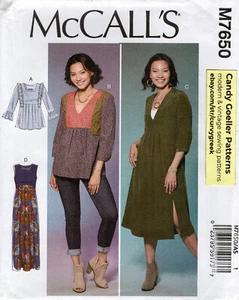 McCall's M7650 Babydoll Top, High-Waist Maxi & Midikleid Gr. 6-14 UNGESCHNITTENES Muster - Bild 1 von 4