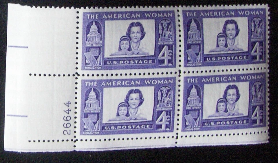 US 4c stamp Plate block SC #1152 The American Woman MNH 1960 - Image 1 of 1