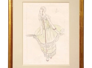 Paul Poiret Fashion Drawing Sketch Concept Art Deco Erte Paris Couture French - Picture 1 of 3