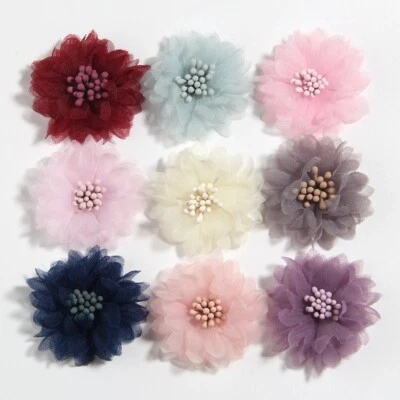 30PCS 1.5" Mini Fabric Flower For Hair Accessories Wedding Bouquet Craft Project - Image 1 of 4