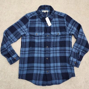 Camisa manta Outerknown XS azul marino a cuadros 100 % algodón orgánico para hombre - Imagen 1 de 9