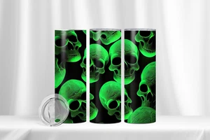 Skulls themed insulated 20oz tumbler with box, lid and straw - Picture 1 of 3
