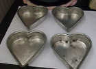 Set 4 vintage metal heart shaped molds baking dessert tart pans 4" x 1" NICE