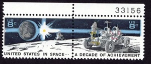Scott #1435b Space Achievement on Moon Plate # Pair of Stamps - MNH - Picture 1 of 1