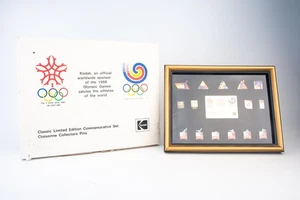 Kodak Seoul 1988 Olympische Spiele Cloisonne Pin Anstecker Set gerahmt in Box V29 - Bild 1 von 9