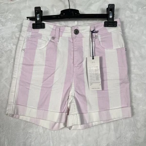 Habitual Girl Girl's Dolly Striped Denim Shorts Lilac Size 10 - Picture 1 of 14