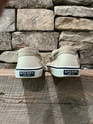 Zapato de barco de lona Sperry Top-Sider para hombre talla 10 crema y tostado de dos ojos STS18849 NUEVO Foto 1 de 4