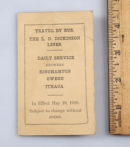 Horario de líneas de autobús L. D. Dickinson 1926 Binghamton Ithaca Owego Nueva York - Imagen 1 de 3