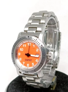 ESPRIT Stainless Steel Bright Orange Dial Quartz Watch - VGC & Working - Picture 1 of 8