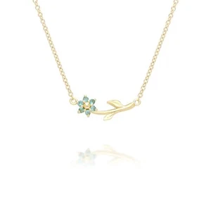 Collar floral de esmeralda de vid en oro amarillo de 9 quilates - Imagen 1 de 1