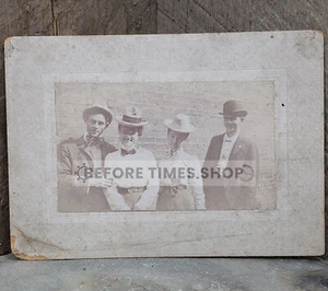Antique Cabinet Card Sized Mounted Group Photo Four People Identified Subjects - Picture 1 of 2