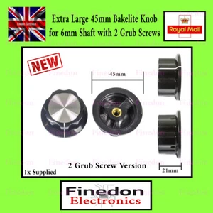 Potenziometro extra large 45mm 45x21 6mm foro albero manopola controllo volume bachelite - Foto 1 di 1