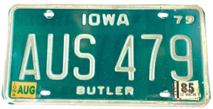 Iowa 1979 1985 Auto License Plate AUS 479 Butler Co Man Cave Garage Wall Decor - Picture 1 of 2