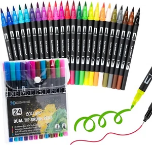 24 Pennarelli Doppia Punta, Pennarelli Doppia Punta Punta Fine + Punta Brush - Imagen 1 de 7