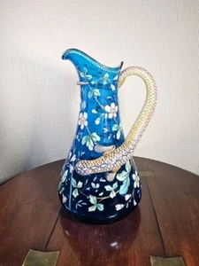 Antique Moser Salamander Formed Handle Hand Blown Gilt And Enamelled Ewer C.1890 - Picture 1 of 24