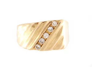 Exquisito anillo de diamantes Art Deco y oro de 14 quilates - Imagen 1 de 5