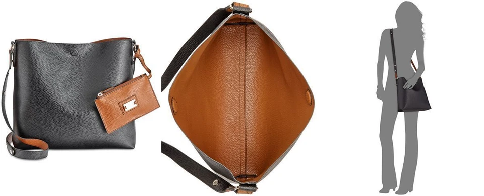 Style&co Tote With Pouch Clean Cut Reversible Crossbody Black or Brown