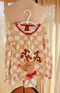 Super nice - EMILY ROSE - Girls Holiday dress - polka dots - reindeer- Size 6 - Picture 1 of 5