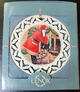 Lenox Porcelain Christmas Ornament Santa Fills Stocking - Picture 1 of 3