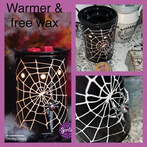 Scentsy CREEPY CRAWLY WARMER Wax Lightup Halloween Spider WEB🕷 NWOB + Free Wax