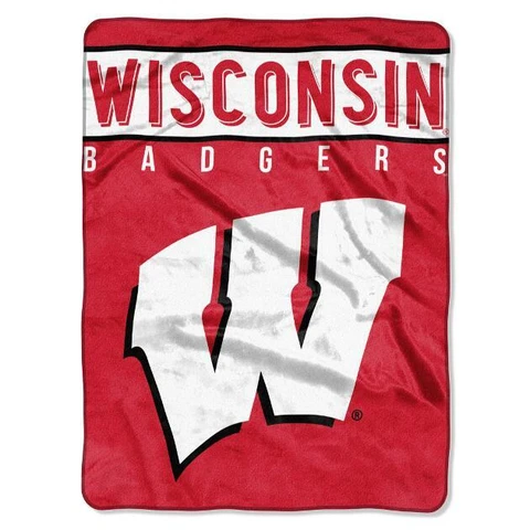 Wisconsin Badgers plush 60" by 80" Raschel Blanket-Basic Design - NCAA Cover
