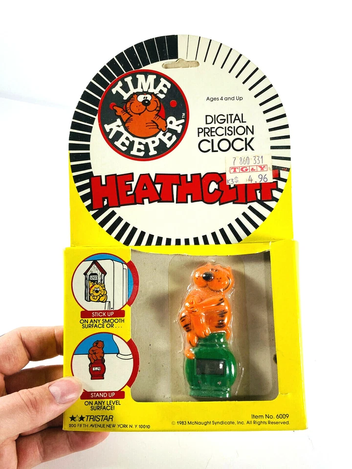 罕见 1983 Tristar Heathcliff Time Keeper 数字时钟 NOS MOC 玩具 密封 — 第 1/4 张图片