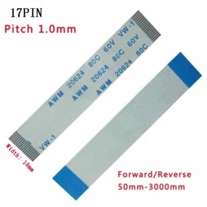 17-Pin 17P Pitch 1.0mm FFC/FPC Flexible Flat Cable 80C 60V VW-1 50-3000mm W:18mm - Picture 1 of 6