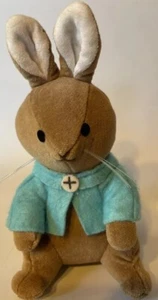 Vintage Easter Bunny Plush Light Brown/Blue Coat 5.5” Tall 1983 Dakin Brand - Imagen 1 de 7