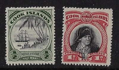 Cook Isls 1933, Scott 91-92, MHR, wmk star NZ, VF,            (a5778 - Image 1 of 3