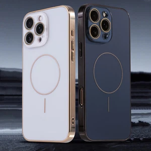 Für iPhone 12 13 14 15 16 Pro Max Metall Magnet Hülle Luxus mit Linse Schutz - Bild 1 von 14