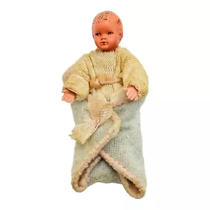 Vintage Caco Dollhouse Baby Doll avvolto nella coperta Germania Shackman RARO - Foto 1 di 10