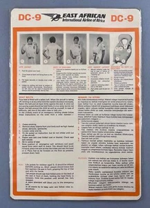 EAA EAST AFRICAN AIRWAYS DOUGLAS DC-9 VINTAGE AIRLINE SAFETY CARD - Picture 1 of 2
