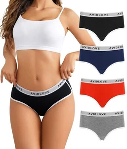 Womens Cotton Underwear Stretch Briefs Cheeky Hipster Panties Ladies Full Cov... - Picture 1 of 6