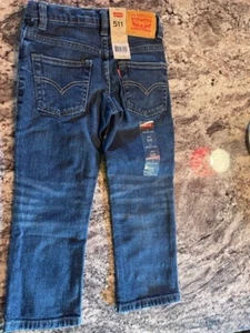 Boy's Sz 4 Reg LEVIS STRAUSS 511 Slim Fit Blue Jeans Adjustable Waist Band - NEW - Picture 1 of 4
