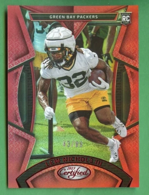 LEW NICHOLS III 2023 CERTIFIED FOOTBALL ROOKIE RED MIRROR /99 GREEN BAY PACKERS - Image 1 of 2