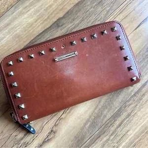 Rebecca Minkoff braune Leder Geldbörse, Reißverschluss, Nieten, DEFEKT - Bild 1 von 8