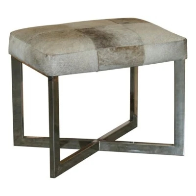 STUNNING EICHHOLTZ PONY HIDE CHROME STOOL FOR DESKS AND DRESSING TABLES - Image 1 of 4