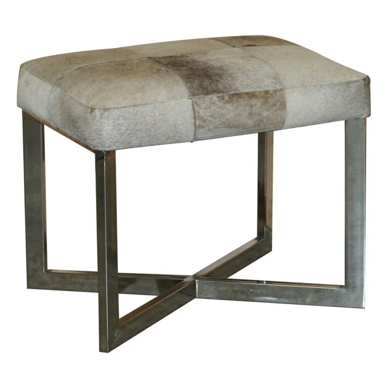 STUNNING EICHHOLTZ PONY HIDE CHROME STOOL FOR DESKS AND DRESSING TABLES - Image 1 of 4