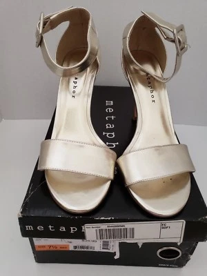 Correa de tobillo dorada - METÁFORA punta abierta para mujer tacón alto - dorado TALLA 7,5 Foto 1 de 4