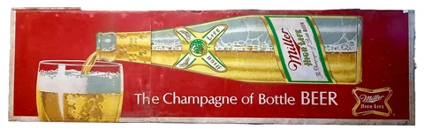 MILLER ~ The CHAMPAGNE OF BOTTLED BEER ~ 14 Ft. BILLBOARD ADVERTISING METAL SIGN Cover