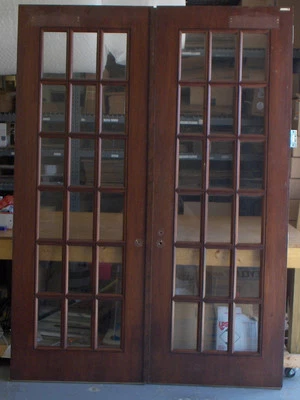 1 par de puertas de caoba y vidrio dividido verdadero para 6'-0" x 8'-4" X 1 3/4" (72"x100") Foto 1 de 4