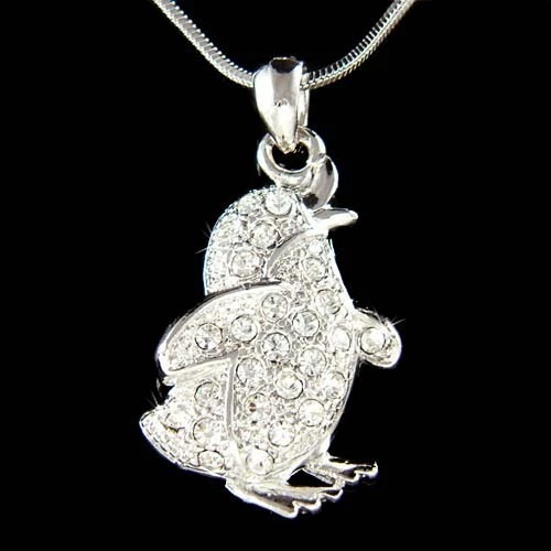 Emperor Pinguino IN Swarovski Cristallo Felice Piedi Collana Gioielli Cute Nuovo - Immagine 1 di 1