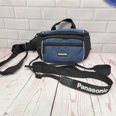 Riñonera bolsa de transporte para cámara Panasonic de colección - negra/azul con correa para leva Foto 1 de 4