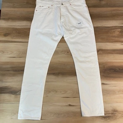 Pantalones de mezclilla Polo Ralph Lauren Sullivan blancos ajustados para hombre talla 36x34 desgastados Foto 1 de 4