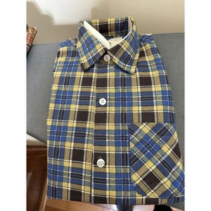 Vintage 80s Northway By Klondike Flannel Shirt Plaid Size 12 NEW No Tags Blue - Picture 1 of 3
