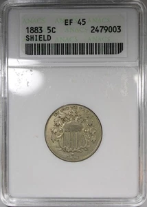 1883 Shield Nickel ANACS XF45 Soapbox Holder Circulated 5C - Picture 1 of 4